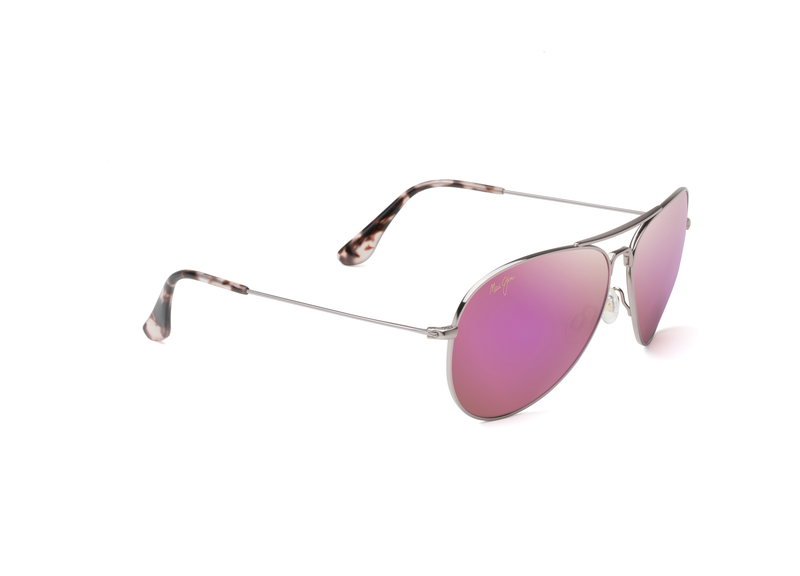 MAUI Sunrise - Notre traitement miroir rose offre une nouvelle esthétique à la mode tout en vous procurant la même amélioration des couleurs et l’excellente clarté de tous les verres Maui Jim.